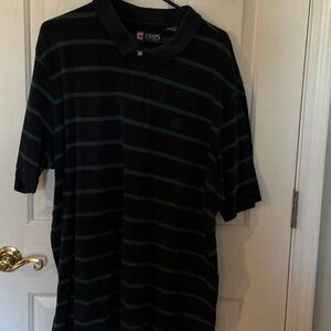 Chaps Black Polo with Green Accent